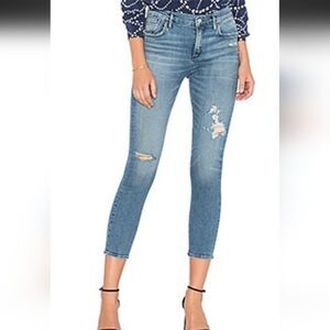 Agolde SOPHIE RIPPED HIGH WAIST CROP SKINNY JEANS IN SPELL